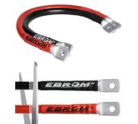 EBROM Câble de batterie rouge et noir 12 V Longueur au choix de 30 cm à 5 m - Section : 50 mm² pour ampérages jusqu'à 168 A avec 2 cosses M8 pour batteries d'alimentation et batteries de traction