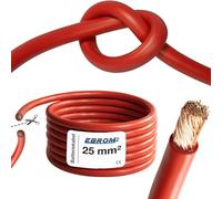 EBROM Câble de batterie très flexible Hi-Flex (Hi Flex) 25 mm² Au mètre en rouge - Très flexible Gaine en PVC (70 ± 5 Shore) 100% cuivre 25 mm² Comme câble de démarrage, câble de chargement ou autre