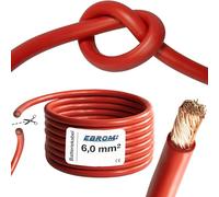 EBROM Câble de batterie très flexible Hi-Flex (Hi Flex) 6 mm² Au mètre en rouge - Très flexible Gaine en PVC (70 ± 5 Shore) 100% cuivre 6 mm² Comme câble de démarrage câble de chargement ou autre