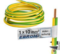 EBROM Câble de mise à la terre - Câble conducteur rigide H07V-U 10 mm² (1 x 10 mm²) - Vert/jaune (gnge) - Disponible dans de nombreuses longueurs différentes - de 5 mètres à 100 mètres - Votre