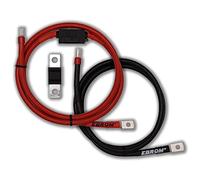 EBROM Câble de raccordement régulateur de charge, câble de batterie rouge+ noir 16mm² 16mm2 pour connecter le régulateur de charge à la batterie d'alimentation - Cosses de câble M6/M8/M10+fusible MIDI