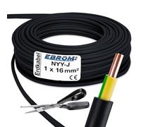 EBROM Câble de terre - Câble de terre NYY-J 1 x 16 mm² - Noir - Disponible dans les longueurs : 15 m, 20 m, 25 m, 50 m - Votre choix : 15 mètres