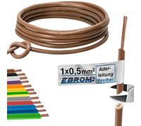 EBROM Câble Electrique Flexible en PVC H05V-K 0,5 mm², Marron, Longueur 20 m, Disponible en Plusieurs Longueurs