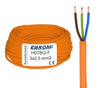 EBROM Câble PUR H07BQ-F 3 x 2,5 mm² (câble polyuréthane) - Flexible - Très robuste - À partir de 5 m par incréments de 1 mètre jusqu'à 250 m - Câble en polyuréthane 3G2,5 mm² - Longueur : 129 m
