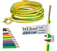 EBROM Câble simple flexible H07V-K 1,5 mm² - Vert/jaune - 100 m