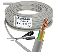 EBROM Câble sous gaine, gris NYM-J 1 x 16 mm² Marchandises au mètre près, sélection par pas de 1 mètre. Exemple : 20 m - 25 m - 35 m - 50 m, etc.