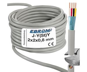 EBROM Câble téléphonique de transmission de données J-Y 2 x 2 x 0,8 mm blindé - Vendu au mètre près - Sélection par incréments de 1 mètre jusqu'à 250 m - Longueur sélectionnée : 40 m