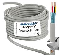 EBROM Câble téléphonique pour télécommunications J-Y(St) Y 2 x 2 x 0,8 mm blindé - Vendu au mètre précis - Sélection par incréments de 1 mètre jusqu'à 250 mètres - Longueur sélectionnée : 35 m