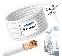 EBROM FLRY Câble de voiture - Couleur : blanc (blanc) - Section 6 mm² - Vendu au mètre - Flexible 90 ± 5 Shore - 99,99% cuivre, gaine spéciale PVC FLRy - Câble de véhicule toron 6 mm²