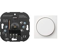 EBROM/GIRA EBROM® Variateur d'intensité LED encastré + cache variateur GIRA 065003 blanc pur brillant, coupure de phase, pour LED de 5 à 150 W + halogène à intensité variable, etc. 15-400 W/VA