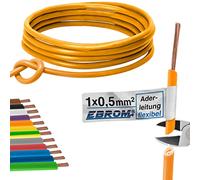 EBROM H05V-K 0,5 mm² Câble conducteur flexible en PVC - Couleur : orange - Disponible dans de nombreuses longueurs, même longueurs intermédiaires - votre choix : 0,5 mm² - Longueur : 50 m