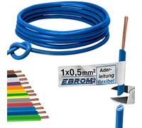EBROM H05V-K 0,5 mm² Câble flexible en PVC Bleu foncé Disponible dans de nombreuses longueurs, également longueurs intermédiaires