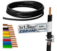 EBROM H07V-U Câble conducteur rigide - Câble en PVC - 1,5 mm² - 1,5 mm² - Couleur : noir - Plusieurs longueurs au choix, de 10 m à 100 m - Longueur sélectionnée : 10 m