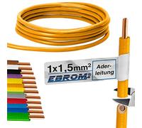 EBROM H07V-U Câble Conducteur Rigide en PVC - 1,5 mm² - Orange - Longueurs de 10 m à 100 m - Sélectionné : 25 m
