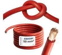 EBROM HI-FLEX Câble de batterie très flexible de 2 m - Câble plus - Rouge - 50 mm² - 50 mm² - 50 mm² - Câble d'alimentation en cuivre plein 99,9 % OFC - Longueur : 2 m