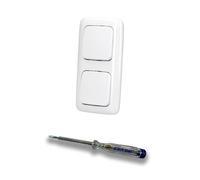 EBROM SET IDEE: Busch Jäger Lot de 2 interrupteurs va-et-vient ON/AUS 2000/6 US en ReflexSi blanc alpin + testeur de phase EBROM pour montage