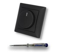 EBROM SET IDEE: EBROM Variateur LED 1003 universel ECO - Variateur rotatif universel - LED 3-100 W, halogène à intensité variable 10-220 W/VA avec Busch Jäger BalanceSi -915 Noir mat Pièces + testeur