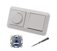 EBROM SET IDEE: REV Ritter Variateur d'intensité LED rotatif + disque variateur Merten MEG5250-0319 et bouton d'éclairage MEG3150-0000 dans le système 1-M blanc polaire brillant + testeur de phase