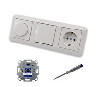 EBROM SET IDEE: REV Ritter Variateur d'intensité rotatif LED + disque variateur Merten + bouton MEG3150-0000 + prise de courant MEG2300-0319 Système 1-M blanc polaire + testeur de phase EBROM