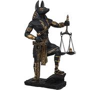 Ebros Anubis Anubis ancien avec échelle de la justice Statue dieux des morts et de l'après-vie pesant le cœur contre la plume d'autruche 25,4 cm de haut Noir/doré