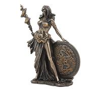 Ebros Figurine de la déesse mère Frigga Tenant la Lance et Le Bouclier Mythologie Nordique épouse d'Odin Reine d'Asgard Frigg