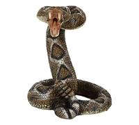 Ebros Gift Crotale réaliste attaquant féroce avec crocs nus peints à la main Figurine de taxidermie 13,3 cm de haut réaliste Serpent Serpents Reptiles Famille Animal Décoration Sculpture