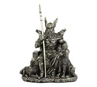 Ebros Gift Mythologie Viking Nordique Odin l'Alfather Assis sur Un trône avec Deux Loups - Statue Folklore norselandique Thor Ragnarok Trilogie Wotan - Figurine décorative de 26,7 cm de Haut