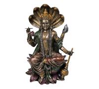 Ebros Gift Statue du Dieu Hindou Vishnu Assis sur des têtes de Cobra - Statue du trône Narayana Le Conservateur et Le Protecteur - Figurine Panchayatana Puja - Déité suprême - Hindouisme - Sculpture