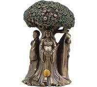 Ebros Statue Celtique sacrée Lune Triple déesse mère Jeune Fille crone sous l'arbre de Vie 14 cm de Haut Hécate Brigid Wicca Wiccan Holy Trinity Decor Sculpture décorative Figurine Cosmique céleste