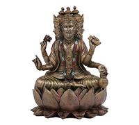 Ebros Supreme Cosmic Soul Statue hindoue Brahma Brahman Quatre Visages Vedas Trinity Being Figurine Assise sur Le trône de Lotus Hindouisme Dieu Indien Mahadeva
