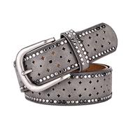 EBSBAG Ceintures for Femmes Ceintures for Femmes cloutées évidées (Size : 110cm, Color : Gray)