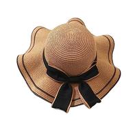EBSBAG Mode D'été for Femmes Bord De Mer Plage Chapeau De Paille Vacances Parasol Grand Chapeau De Soleil Chapeau De Soleil (Color : Khaki, Size : 56-58cm)