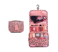 EBSBAG Nylon Crochet Cosmétique Sac Femmes Trousse De Maquillage Haute Capacité Articles De Toilette Pochette De Rangement Voyage Maquillage Organisateur Étanche Beauté Sacs (Color : Pink Leopard)