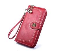 EBSBAG Portefeuille en Cuir for Femme Portefeuille à Fermeture éclair Longue for Femme Porte-Monnaie for Femme Portefeuille Long for Femme (Color : Red, Size : One Size)