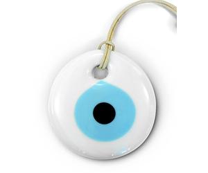 Ebsem Exclusif Edition Faite Main Mauvais œil Turc en Verre Grec décoration décorative pour Bonne Chance, réussite et Protection 2.5" Blanc