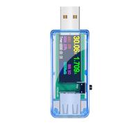 EBTOOLS 13 Tester USB avec Affichage LCD Couleur - Indicateur de Courant élevé et de Tension pour les Appareils Numériques et Conception Rapide, Portable et Robuste (Bleu transparent)