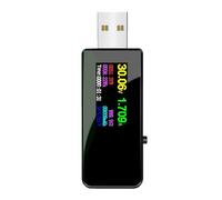 EBTOOLS 13 Tester USB avec Affichage LCD Couleur - Indicateur de Courant élevé et de Tension pour les Appareils Numériques et Conception Rapide, Portable et Robuste (BLACK)