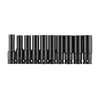 EBTOOLS / 2 Pouces Drive de Socket en Profondeur - Flare de 10 Pièces avec Boîte de Rangement, Tailles 10-22 Mm et Adaptateur 3/8 Pouces (10pcs et 8-19 mm)