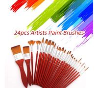 EBTOOLS 24pcs Artiste Professionnel Set à Un Pinceau avec des Cheveux en Nylon de qualité Supérieure, Un Sac pour l'acrylique, l'aquarelle et la Peinture Faciale
