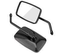 EBTOOLS 2pcs Poignée en Métal + Coque ABS Moto de Rue Vélo Modifié Rétroviseur Carré Rétroviseur Vue Arrière Latérale (Noir)