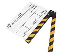 EBTOOLS 30x25cm Film Clapperboard Acrylique Clapstick Photography Accessoires pour Les Réalisateurs et Les Productions Cinématographiques (Panneau Blanc de Bande Jaune (PAV1Y))