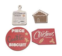 EBTOOLS 4 Pièces Décor sur Le Panneau en Bois de Noël, Thèmes E pour Plateaux à Plusieurs Niveaux, Farmhouse Home Party Decor