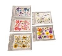 EBTOOLS 5 Sacs Assortis des Fleurs Pressées dans des Couleurs Vibrantes pour Les Projets de Bricolage, l'artisanat, Le Nail Art, la Conception de Bijoux et Plus (Type 1)