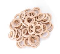 EBTOOLS 50pcs Anneaux Ronds en Bois Inachevés pour les Projets d'artisanat de Bricolage - Cercles Polyvalents et en Bois