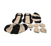 EBTOOLS 9pcs Auto Housse de Siège Protecteur Ensemble Respirant Antipoussière Universel Accessoire pour Voiture 5 Places (Beige Noir)