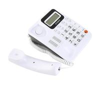 EBTOOLS ABS GY T2020CID Téléphone Filaire avec Haut-Parleur, Affichage d'identification de l'appelant et fonctionnalité de Calculatrice - Blanc (White)