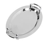 EBTOOLS Assiette Buffet en Acier Inoxydable avec Finition Miroir et Poignée Ergonomique - Plateau de Service de 40 Cm pour les Banquets, les Restaurants et les événements (Forme des œufs (longueur