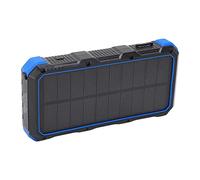EBTOOLS Banque d'énergie Solaire 36800mAh Charge Rapide 3 Solaires Portables USB avec Lumière LED pour Le Camping en Plein Air et la Préparation aux Urgences (Blue)
