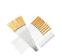 EBTOOLS Bargons de Barbecue en Acier Inoxydable de 20 Pc avec Poignées en Bois - Outils de Kabob de Grillades Réutilisables pour la Viande, les Légumes et Plus