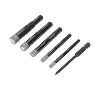 EBTOOLS Bit de Forage de Scie à Trous de 6 Pcs avec Cire de Refroidissement, Tige Ronde pour Carreaux et Forage en Verre